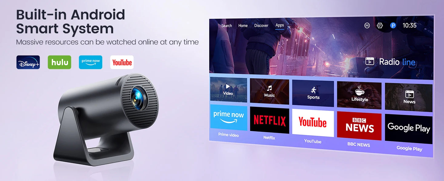 Wimius Projector FullHD 1080P 300 ANSI Android 11 Wifi Bluetooth Projetor Portátil