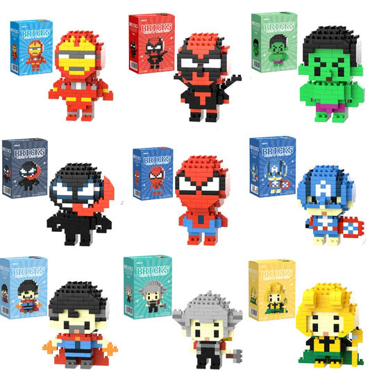 Quebra-Cabeça de Blocos Avengers, Spider-Man, Batman, Deadpool | BRICKS (140 a 230 peças)